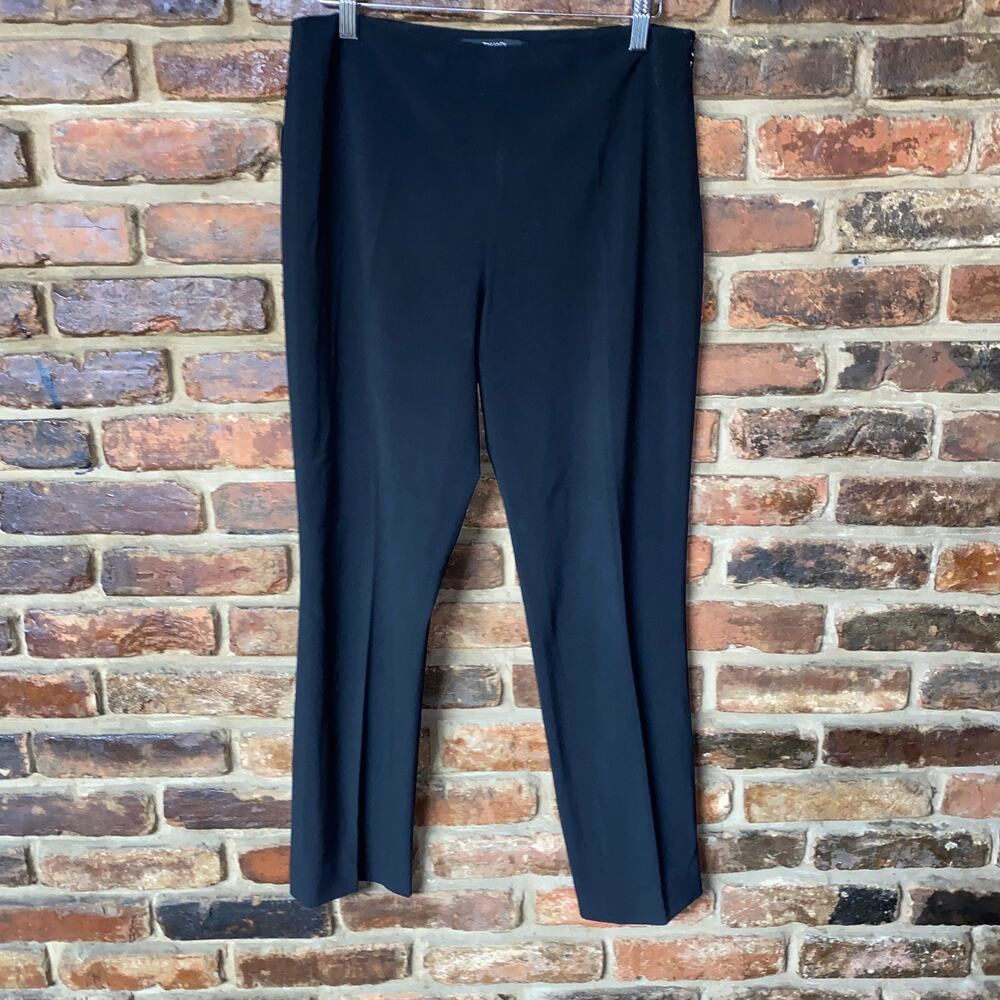 Tahari Black Straight Leg Side Zip Flat Front Trouser Dress Pants Women's Size 4